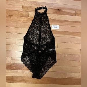 Black lace body suit teddy